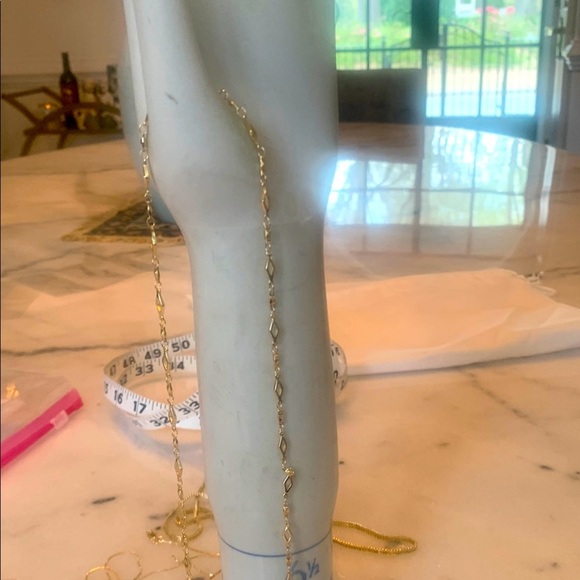 NEW HIGH END 18k Gold Plated Necklace Rhombas Links Diamond Patterned Chain 17β - Picture 2 of 9